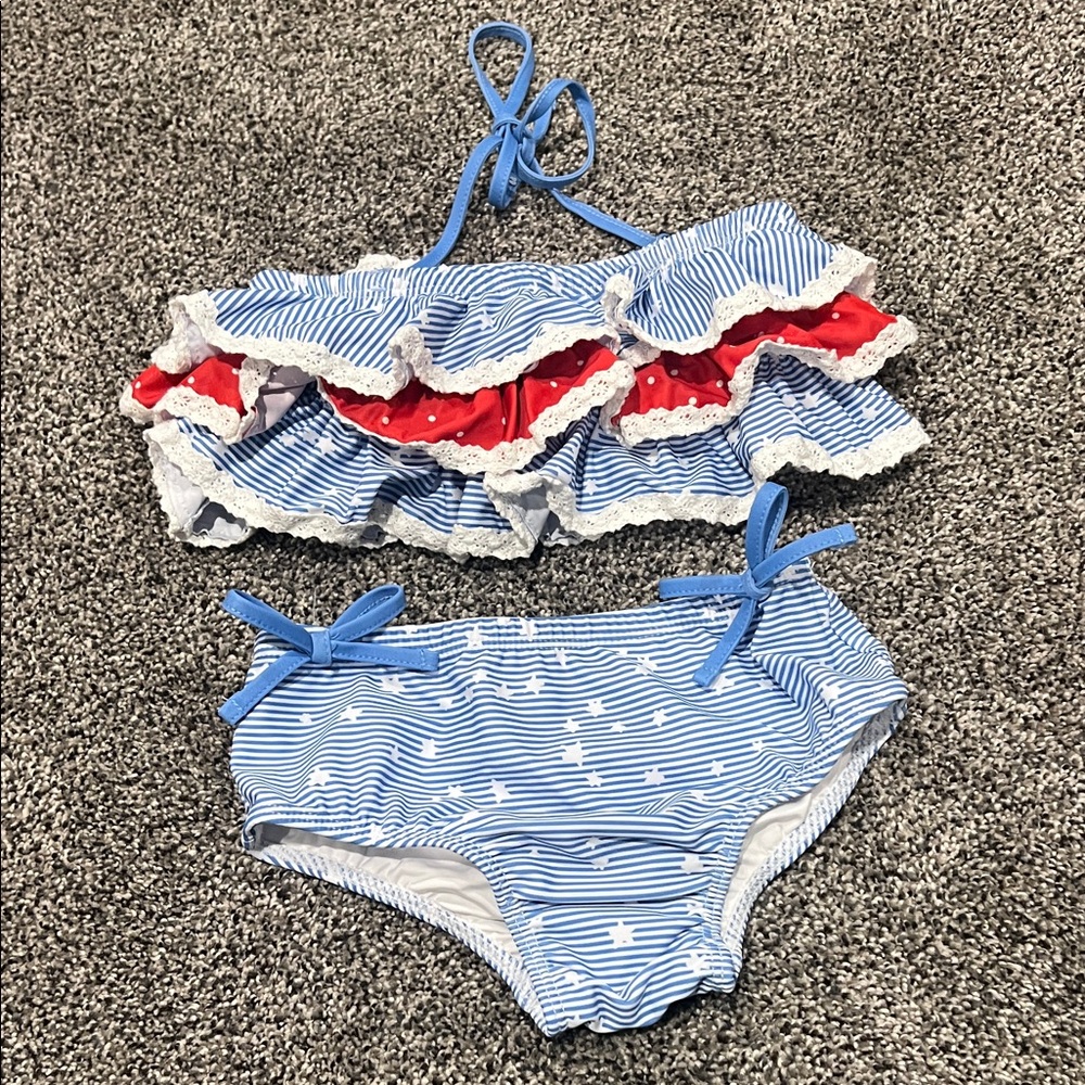 SweetHoney Blue and Red Kids Swim Bikini
